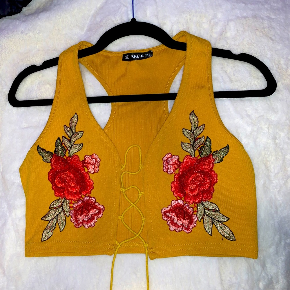 yellow cami flowered top